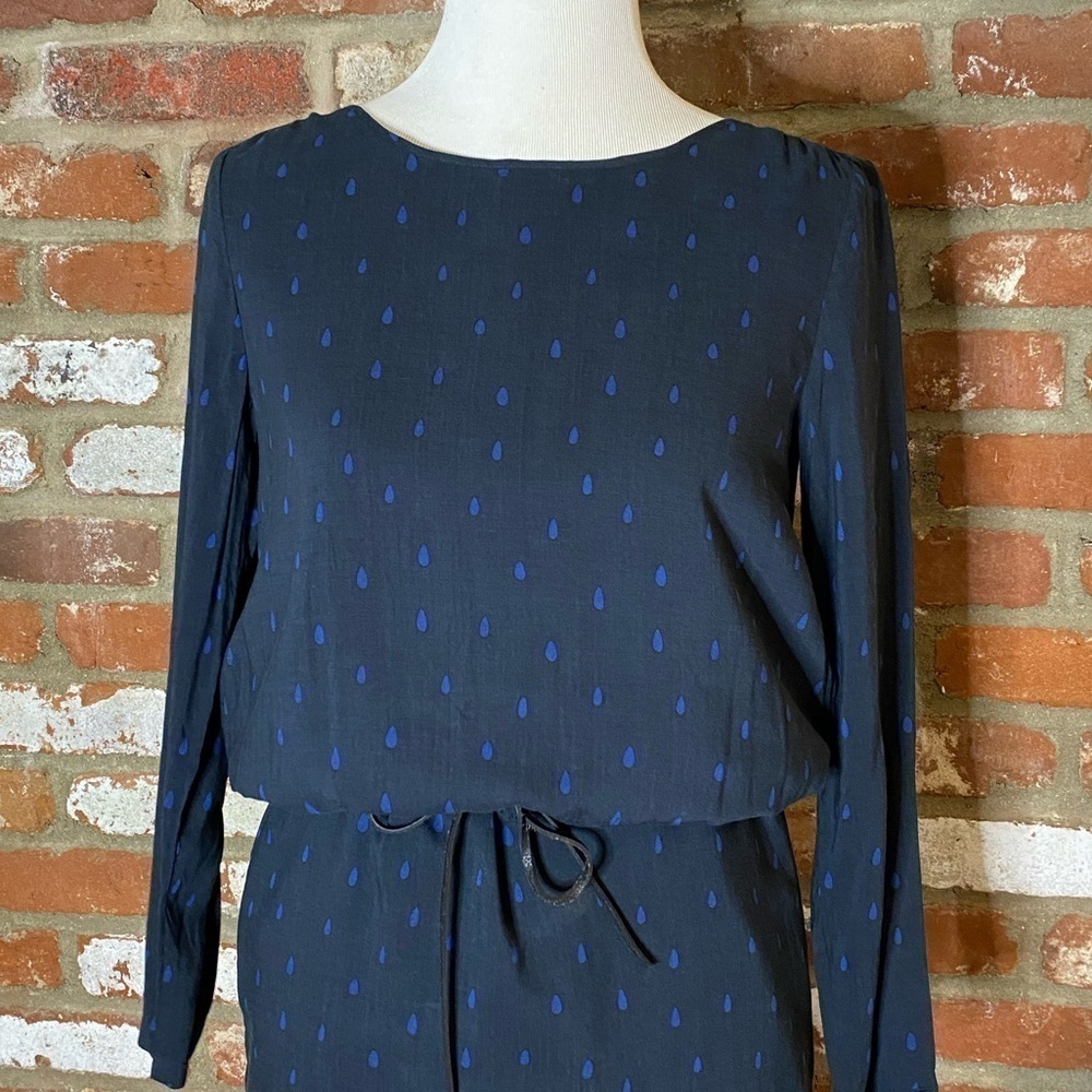 Scotch & Soda Blue Polka Dot Drop Waist Long Sleeve Dress size small NWT - Picture 5 of 11